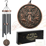 Angel Wind Chimes for Outside, Memorial Sympathy Gifts for Loss of Loved One, Deep Tone Windchime with 3D Embossed Guardian Angel Design for Garden Patio Porch Yard Décor