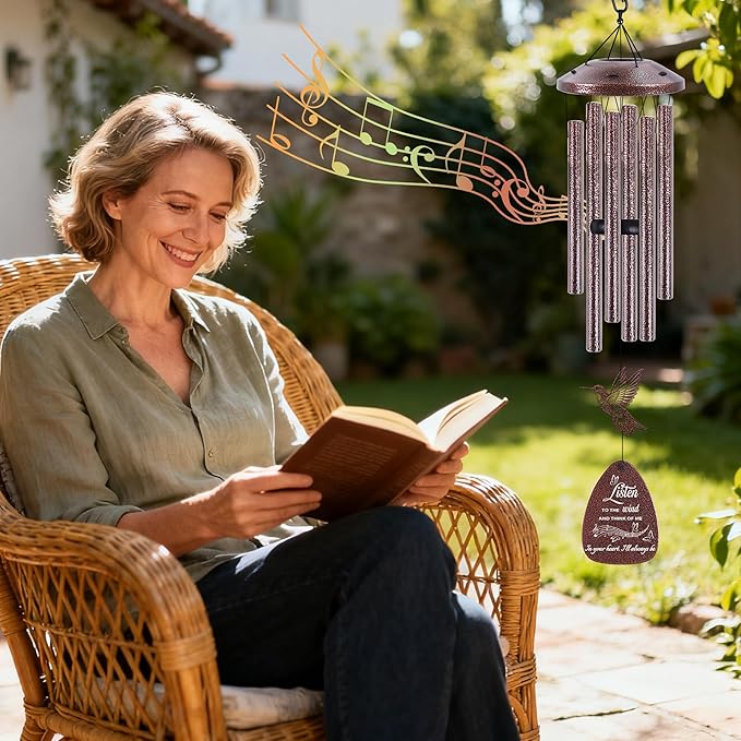 Memorial Wind Chime for Outside: Sympathy Bereavement Gift for Loss of Loved One of Mother Father Husband Wife Friend, Condolence Remembrance Keepsake