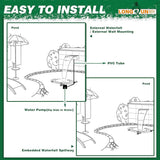 Waterfall Pool Fountain LONGRUNNEW 304 Stainless Steel 35.4" Rectangular Waterfall Spillway, Water Fall Fountain with Pipe Connector for Garden Outdoor, Swimming Pools, Fountains, Pond and Spa