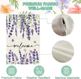 Baccessor Spring Summer Welcome Floral House Flag 28 x 40 Inch Vertical Double Sided Burlap Lavender Purple Flower Farmhouse Easter Yard Flag Holiday Seasonal Yard Outdoor Outside Decoration