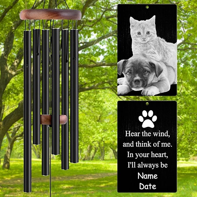Personalized Wind Chimes Memorial Engraved Gift,Custom Sympathy Wind Chime for Loss of Loved One,Customized Mother Father Dog Pet Family Remembrance Bereavement Gifts
