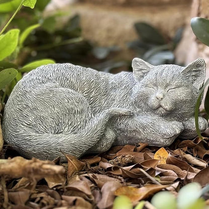 Cats Memorial Stone Garden Statue, Pet Statues Gifts for Loss of Cat Sympathy, Grave Markers for Garden Outdoor Statue Decor, 11.4” L Garden Decorative Tabby Figurine