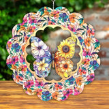 12 Inch 3D Kinetic Wind Spinner for Garden and Yard, Laser-Cut Stainless Steel, Mesmerizing Hanging Decor for Outdoor Patio & Indoor, Butterfly Bloom-10