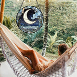 Stained Glass Window Hanging - Abstract Sea of Clouds Moon Sun Catcher for Door Terrace Garden Home Decor, Gray Blue Suncatcher Birthday Gifts for Lovers Women Men Dad Mom Nana 7.8 in