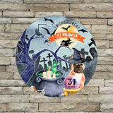 Retro Metal Sign 12"x12",Happy Halloween Scary Night Grave Witch Bats Trick Or Treat Dog Aluminum Tin Metal Sign for Home Living Room Bedroom Garden Farm Patio Decor Wall Art Poster