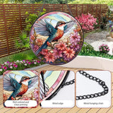 Rngmsi Hummingbird Flower Stained Glass Window Hanging, 7.8″ Sun Catchers with Hook Indoor Window Decor, Decorative Suncatchers Home Garden Art Gift for Bird Lovers Housewarming