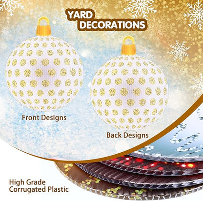 Sumind 10 Pieces Christmas Decorations Outdoor Christmas Hanging Ornaments Large Yard Lawn Signs Round Double Sided Porch Ornaments for Xmas Party Decor(Flash Style)