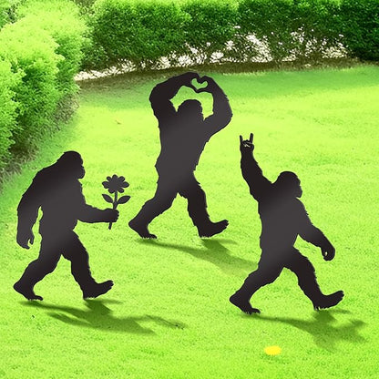 3 Pcs Metal Bigfoot Yard Decor, Unique Bigfoot Decor and Animal Gifts, Black Metal Yard Decor, Outdoor Animal Sasquatch Decor for Patio Garden and Lawn (Unique)