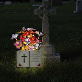 Solar Bible Cross Memorial Stake - Metal Silhouette Religious Grave Decoration for Cemetery - Flat Christian Cross Stake with Butterfly Lights - Cemetery Flower Decor for Grave, Sympathy Gift