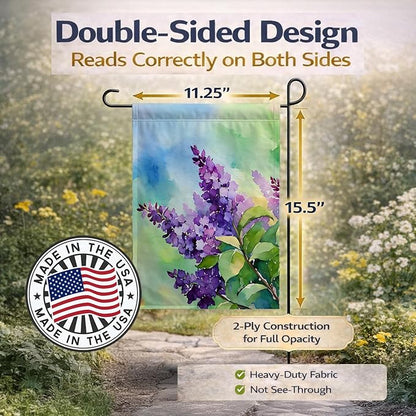 Caroline's Treasures New Hampshire Purple Lilac in Watercolor Garden Flag Mailbox Flag Decorative Yard Flag Banner Outside Patio Artwork Yard Flower Beds, Garden Size, Multicolor