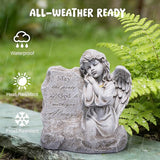 basen Memorial Angel Statue for Grave, Praying Child Angel Figurine with Engraved Message, Resin Cemetery Decoration for Outdoor Lawn Yard, Sympathy Gift, Remembrance Garden Decor