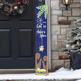 Merry Christmas Porch Sign Let Us Adore Him Wooden Welcome Sign Vertical Xmas Hanging Signs For Standing Front Porch Decor Rustic Wall Decor Home Farmhouse Yard Door Winter Decorations 47.2"H
