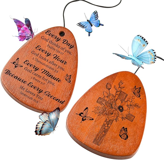 Christian Gifts for Women Men, Wind Chimes with Bible Verse, Religious Inspirational Gifts for Men, Baptism, Birthday, Christmas,Thanksgiving, Faith Based Gift for Friends Mom Sister