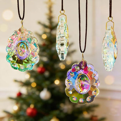 HDCRYSTALGIFTS 12pcs Crystal Prisms Suncatcher for Window Rainbow Maker Chandelier Crystals Hanging Sun Catchers Indoor Outdoor Home Garden Valentines Day Wedding Decoration, 50mm