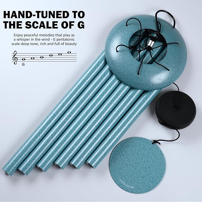 Vanquer Wind Chimes for Outside Deep Tone - 38'' Wind Chimes Outdoor Clearance, Deep Tone, Windchimes Outdoors, Memorial, Sympathy Gifts, Garden Patio Yard, Home Décor (38" Mist Blue)