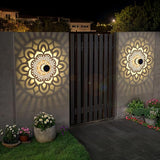 Solar Fence Lights 2 Pack Outdoor Deck Step Wall Lights Metal Waterproof LED Warm Yellow Light for Garden Post Patio Backyard Yard Decor (Mandala-1, 2)