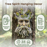 Blue Eye Leaf Tree Face Sculpture, Funny Blue Eye Leaf Old Man Tree Hugger Statue, Indoor & Outdoor Creative Props for Garden and Home,9" x 7" x 2.4"