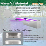 LONGRUN 30cm Pond Waterfall Blade,Stainless Steel Pool Fountain with RGB Bluetooth LED Light, Complete Waterfall & Stream Kits for Outdoor Water Features