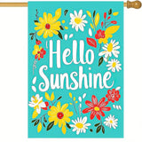 BlissYard Hello Sunshine Summer Garden Flags 12x18 Double Sided Flag Spring Summer Outdoor Decor with Radiant Sun and Sunflower Design Perfect Floral Seasonal Yard Outdoor Flag