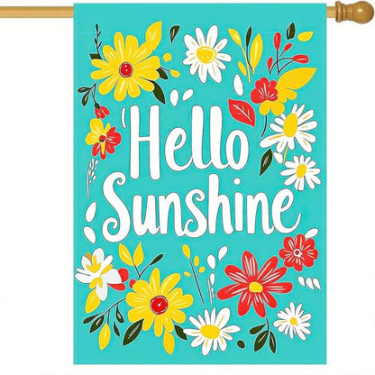 BlissYard Hello Sunshine Summer Garden Flags 12x18 Double Sided Flag Spring Summer Outdoor Decor with Radiant Sun and Sunflower Design Perfect Floral Seasonal Yard Outdoor Flag