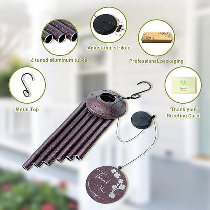 Wind Chimes for Outside - Large Deep Tone Bronze Wind Chime 32 Inch - Indoor & Outdoor - Good Luck Thank You Gifts Birthday Gifts - Memorial Sympathy Garden Hanging