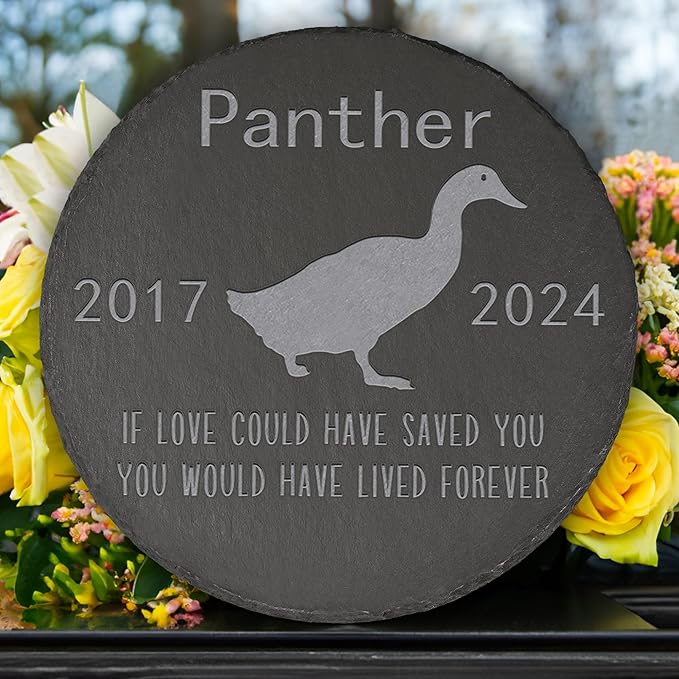 Duck Memorial Stone Duck Garden Statue - Duck Memorial Gifts - Duck Tombstone - Duck Loss Gift - Loss of Pet Duck - Round