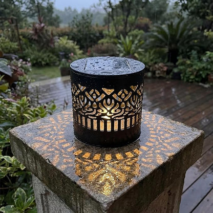 Decorative Solar Mandala Lights, Metal Outdoor Step Wall Lights, Waterproof Solar Powered Mandala Fence Lights for Garden Patio Yard Decor,Eco-Friendly & Easy Install (1)