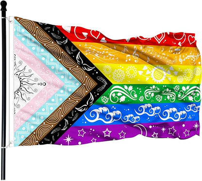 Pride Flags Large LGBTQ Flag Bisexual Gay Progress Rainbow Flag Double Sided 3x5FT Garden Outdoor Original Design Cute Print Pattern