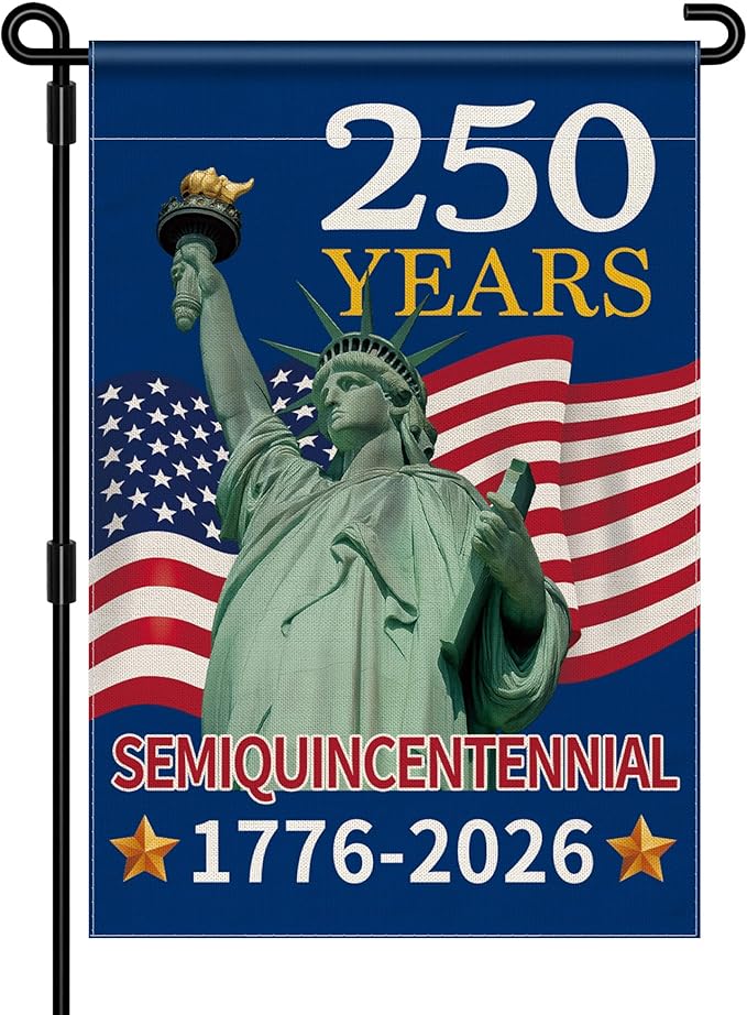 250th Anniversary America Garden Flag, 250 Anniversary USA Flag 1776-2026 Commemorative Patriotic 250 Years Banner 4th of July Yard Sign Double-Sided Waterproof Garden Flag 12x18 Inch