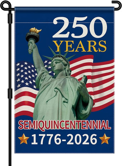 250th Anniversary America Garden Flag, 250 Anniversary USA Flag 1776-2026 Commemorative Patriotic 250 Years Banner 4th of July Yard Sign Double-Sided Waterproof Garden Flag 12x18 Inch