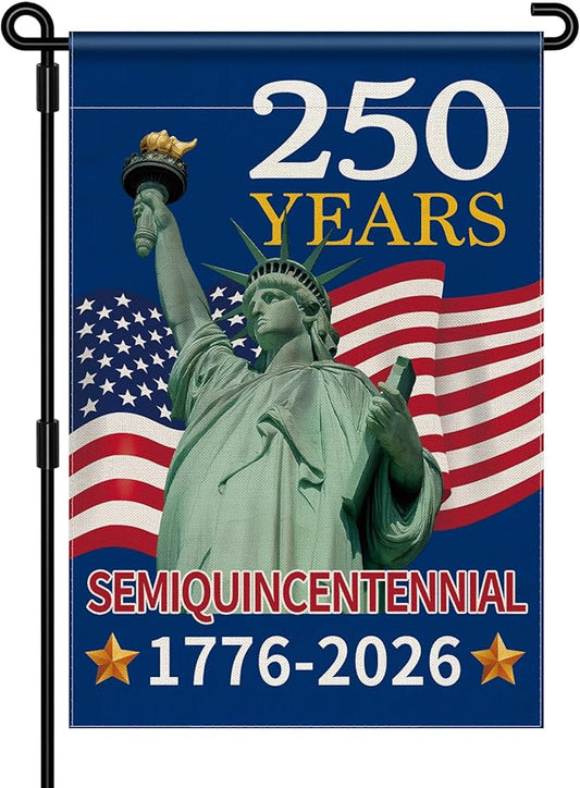 250th Anniversary America Garden Flag, 250 Anniversary USA Flag 1776-2026 Commemorative Patriotic 250 Years Banner 4th of July Yard Sign Double-Sided Waterproof Garden Flag 12x18 Inch
