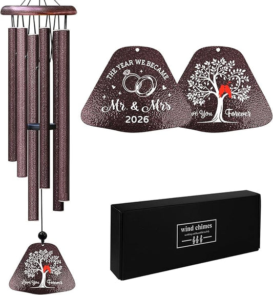 Kubbut Wedding Gifts for Couples 2026, Mr and Mrs Gift, Bridal Shower Gifts for Bride，Wedding Decor Wind Chimes 32", Newly Wed Present for The Couple, Bride and Groom Present for Newlyweds