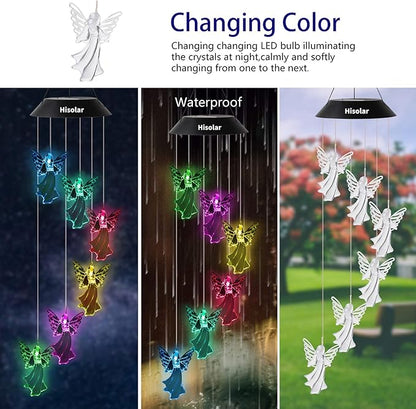 Angel Solar Wind Chimes Light Color Changing Solar Mobile Waterproof LED Solar Powered Wind Chimes for Home Party Yard Garden Decor,Gifts for mom Birthday Gifts