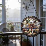 Stained Glass Sun Catcher,A Dragon-flyStained Glass Window Hanging Garden Decor,Sun Catchers Indoor Window,Whimsical Decoration for Home Backyard Patio Lawn Porch with 9.8 INCH