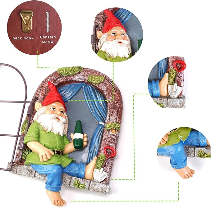 Gnome Tree Hugger, Funny Garden Gnomes Outdoor Decorations for Lawn Patio Yard Home Decor, Spring Gardening Gnome Gifts, Whimsical Tree Sculpture Peeker Yard Art