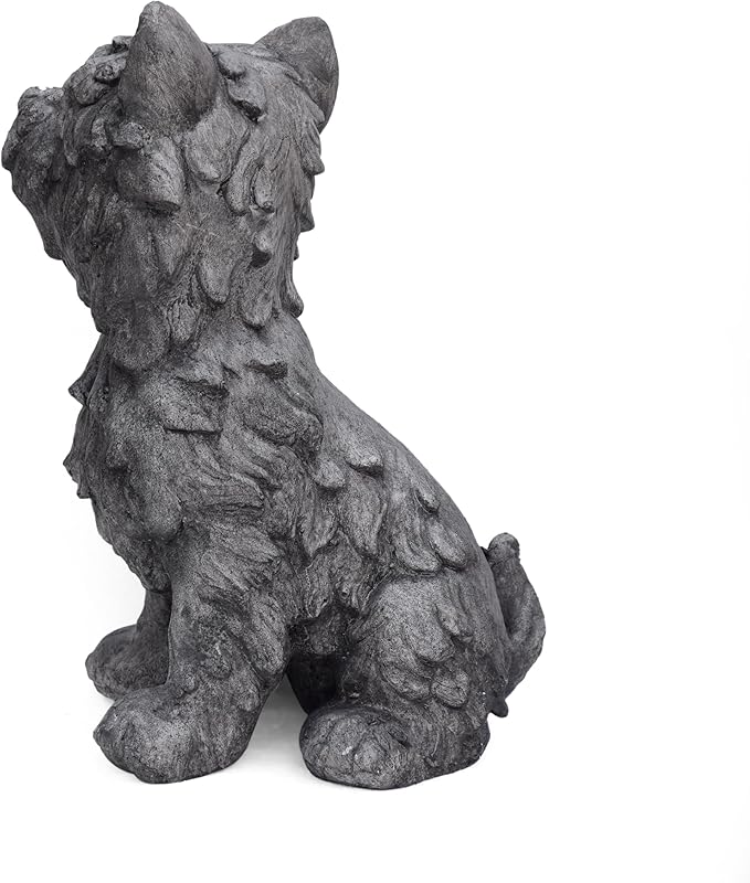 Cricket Dog CAST SONE Garden Statue, Outdoor Terrier Dog Garden Statue, Antique Gray Finish, No Assembly Required