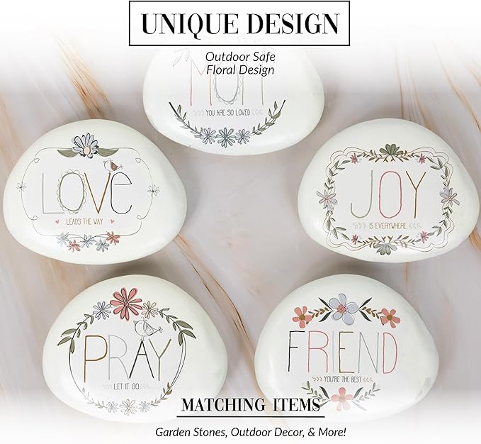 Pavilion Gift Company - Pray - 4" Garden Stone Outdoor Indoor Prayer Faith Religion Faithful Religious Ornamental Weatherproof Stone Home Garden Decor