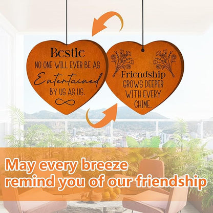 Bestie Gifts for Women, 25.5" Aluminum Wind Chimes for Outside with Heart Catcher, Bestie Birthday Gifts for Soul Sister, Bestfriend BFF, Friendship Gift for Birthday, Christmas, Home Decor
