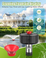 Pond Fountain Pump for Outdoor Pond – 1HP 750W 15000 GPH Submersible, 360° Circulation & Oxygenation, Dual Spray, Garden, Backyard, Fish Pond, Irrigation