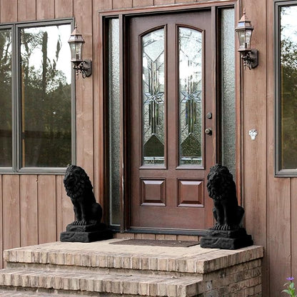 EMSCO Group Guardian Lion Statue, Black Polyethylene, Outdoor Garden Decor