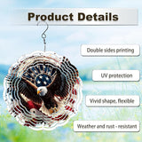 Eagle American Flag Wind Spinner Outdoor, USA 250th Anniversary Wind Chime, 8 Inch 3D Metal Garden Wind Spinner, Stainless Steel Patriotic Yard Hanging Decor Gift