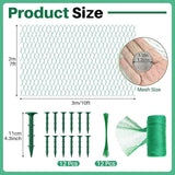 Koi Pond Netting Kit 7 x 10ft, Bird Deer Fence Netting, Durable Net Cover for Leaves, Heavy Duty Fine Mesh, Protect Fish from Birds, Cats & Predators, 12pcs Stakes & Ties Included(Green)