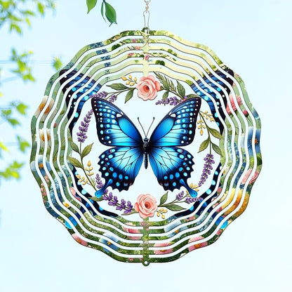 FLAGWIX Butterfly Wind Spinners Outdoor - 3D Stainless Steel Metal Spinner 12 in - Birthday Gifts for Mom, Butterfly Gifts for Women, Yard Decorations Outdoor, Garden Decor
