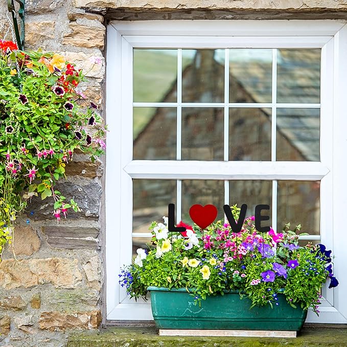 Metal Welcome Letter Yard Sign Garden Decor, Home Letter Word Yard Art Stake Metal Plant Pick Stick for Plant Pot Flower Bed Indoor Outdoor Patio Lawn Spring Decor (Love home)
