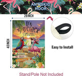 Baccessor Summer House Flag 28 x 40 Inch, Flamingo Its 5 O'Clock SOMEWHERE Double Sided Burlap Welcome Large Yard Flag Seasonal Holiday Lawn Proch Outdoor Outside Decor