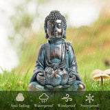 TERESA'S COLLECTIONS Meditating Buddha Statue for Garden Decor with Outdoor Solar Lights, Large Resin Outdoor Decor Garden Statue Sculpture for Home Lawn Yard Decor Gifts for Mom, 10.4''