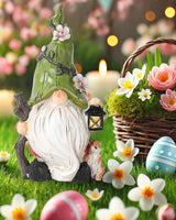 GoGnome Hand-Painted Resin Garden Gnome with Squirrel Figurine - 6.5" Tall Summer and Spring Decorations for Home, Yard, and Garden - Unique Gnome Gifts for All Ages (Green)