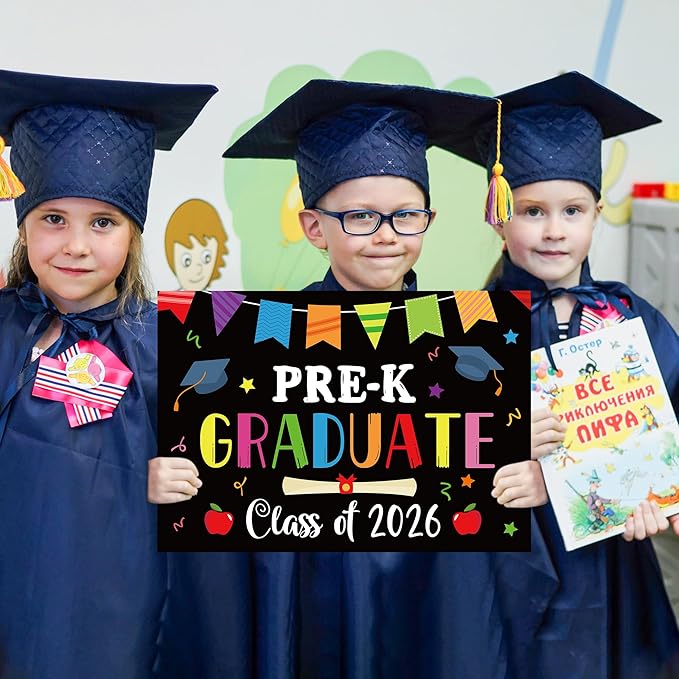 PRE-K Grad Yard Sign - Class of 2026 Preschool Graduate Lawn Sign with Stake School Congrats Graduation Decorations Colorful Graduation Party Favors Supplies Outdoor Photo Booth Props