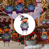 Halloween Decorations Outdoor with Cute Black Cat Pumpkin, Metal Halloween Yard Stakes, Stacked Jack-o-Lantern Garden Stakes Decor for Pathway Patio Party, 25"