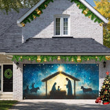 HOMETITUTE Christmas Garage Door Banner 13x6ft Holy Nativity Theme Backdrop Holiday Seasonal Decor Winter Door Cover Banners for Outside Garage Wall Covering for Party Garage Decorations
